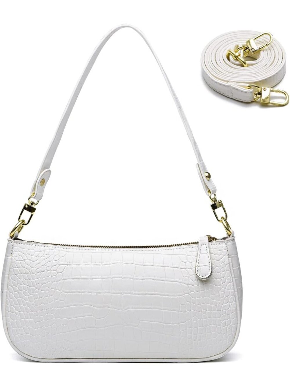 👜Women's White Crocodile Tote Bag Small Crossbody Retro Shoulder Classic Purse